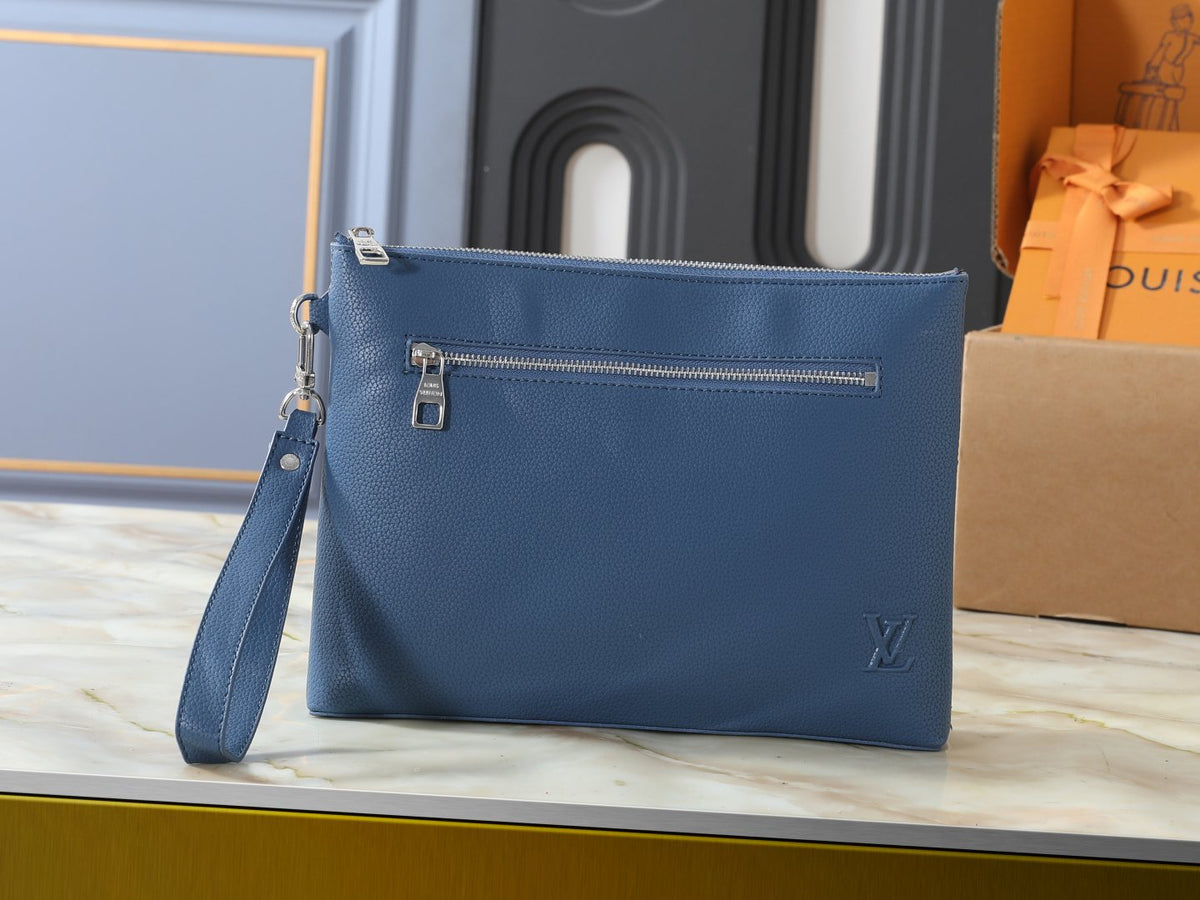 Louis Vuitton Takeoff Leather Wristlet Clutch — front