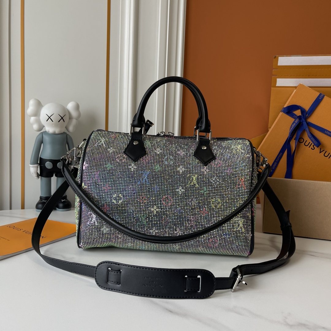 Louis Vuitton Speedy Bandoulière Crystal-Embellished Boston Bag — front